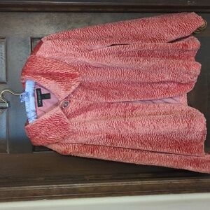 Lane Bryan salmon colored fake fur dressy jacket size 26/28